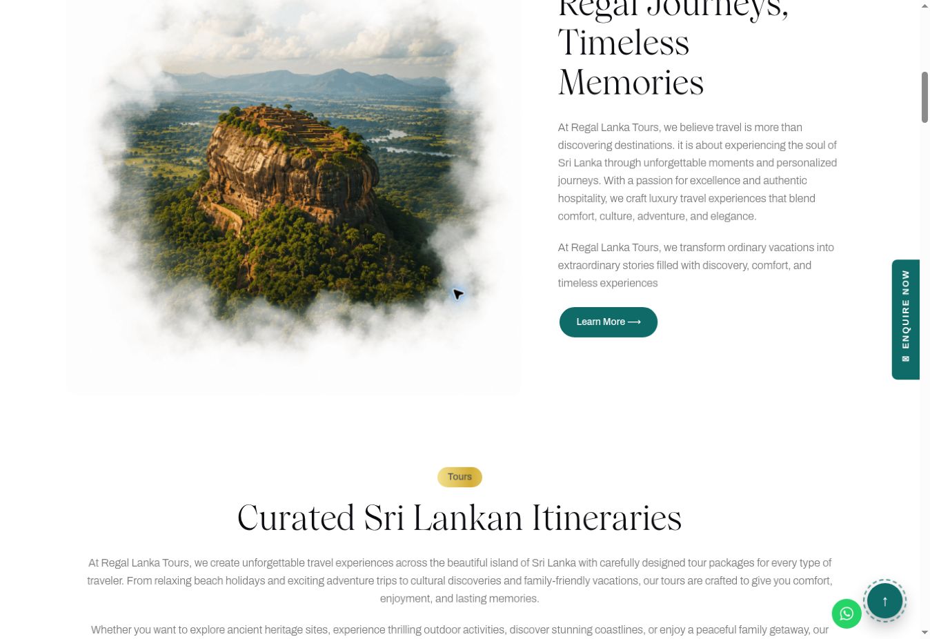 Preview of Regal Lanka Tours website