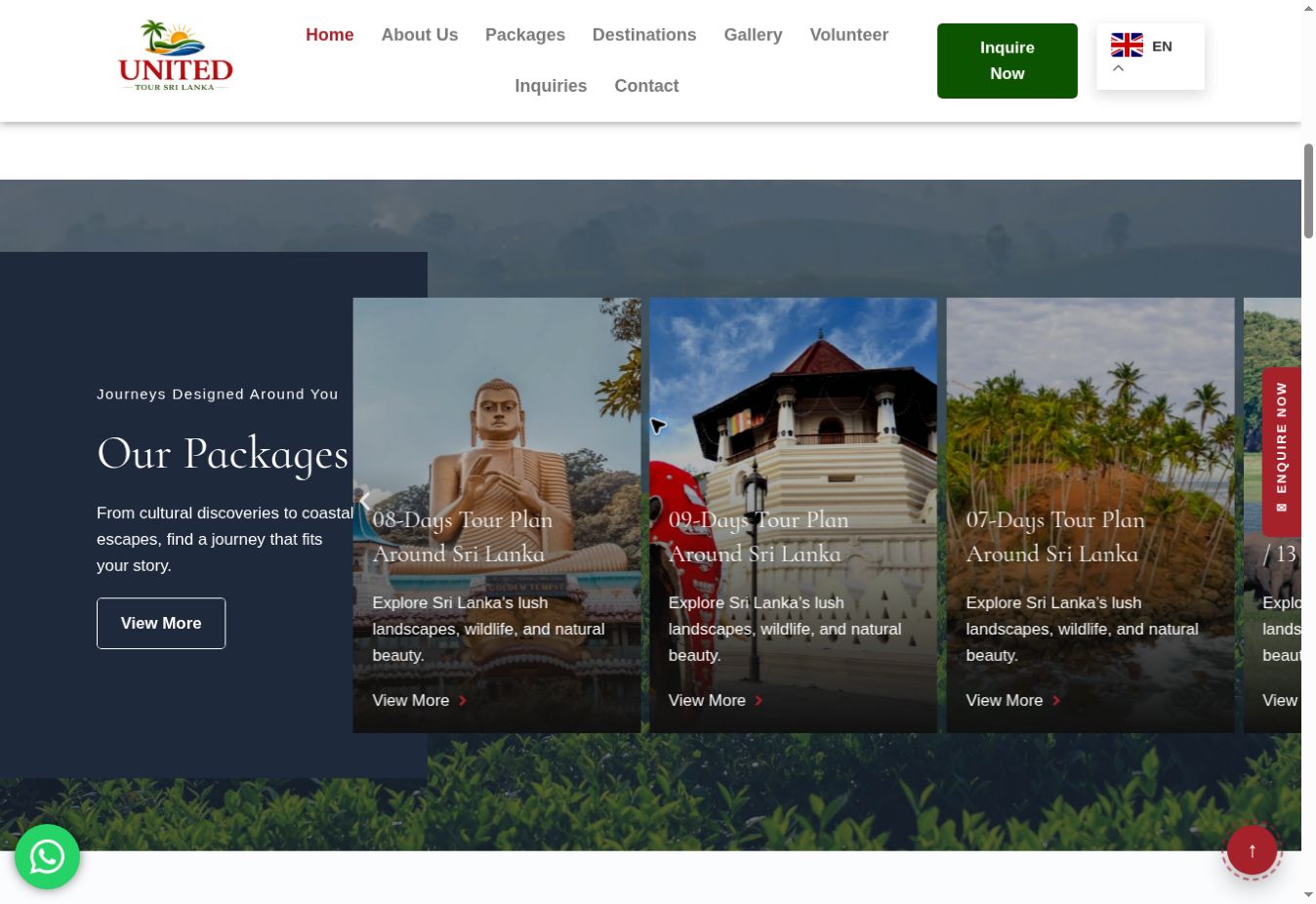 Preview of United Tour Sri Lanka website